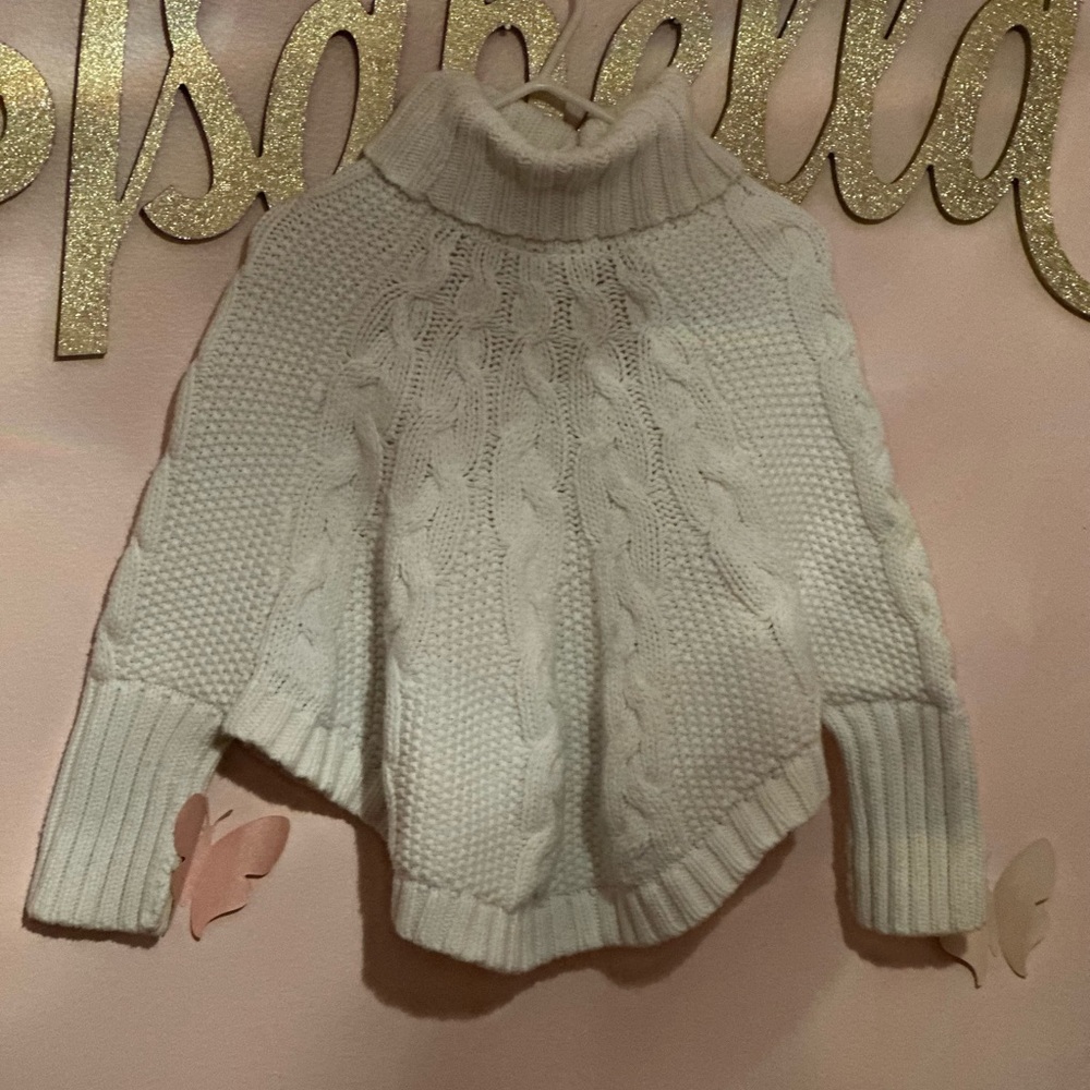 Carters white cable-knit sweater cape. 2T